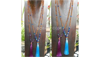 4color radraksha mala tassels necklace with glass beads